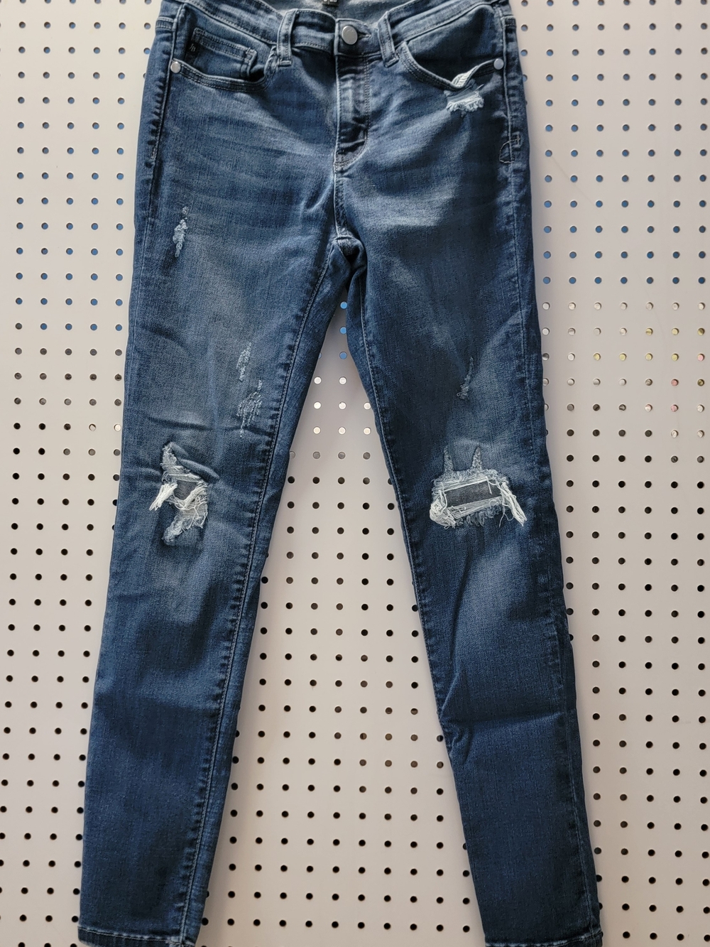 Judy Blue Skinny Fit Jeans Dark Blue Distressed Womens Size 29/9